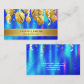 Evenementen Feestballonnen | Confetti Blauwe Abstr Visitekaartje (Voorkant / Achterkant)