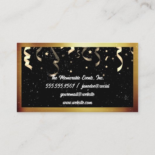 Evenementen Feestballonnen | Confetti | Sterren Visitekaartje (Achterkant)