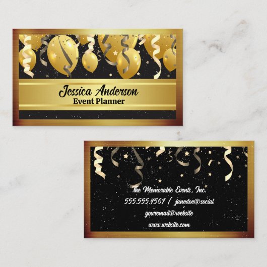 Evenementen Feestballonnen | Confetti | Sterren Visitekaartje (Voorkant / Achterkant)