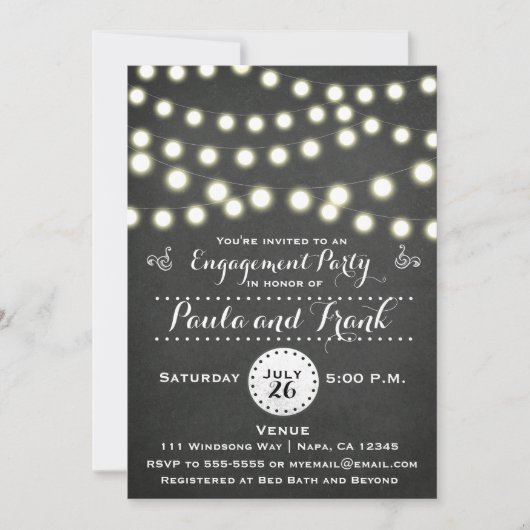 Evenementen Krijtbord String Lights Verloving Kaar Kaart (Voorkant)