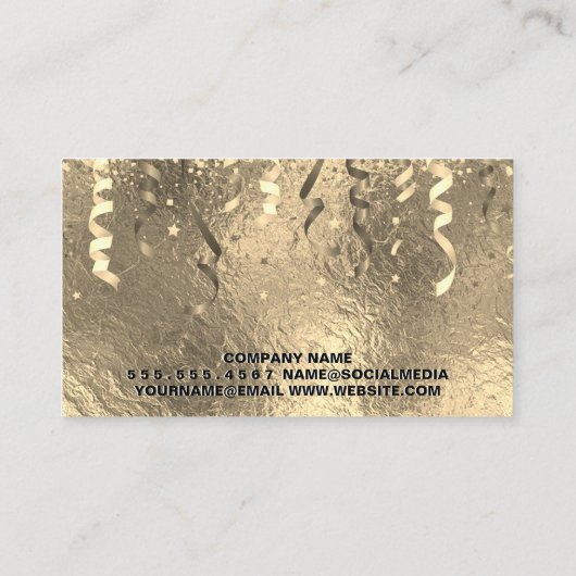 Evenementen Party Popper en Confetti | Goud Folie Visitekaartje (Achterkant)