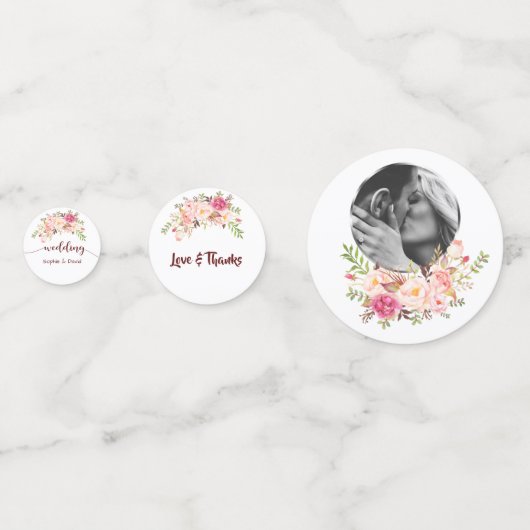 Evenementen Trouwdag Blush Pink Floral Gold Confetti (Voorkanten)