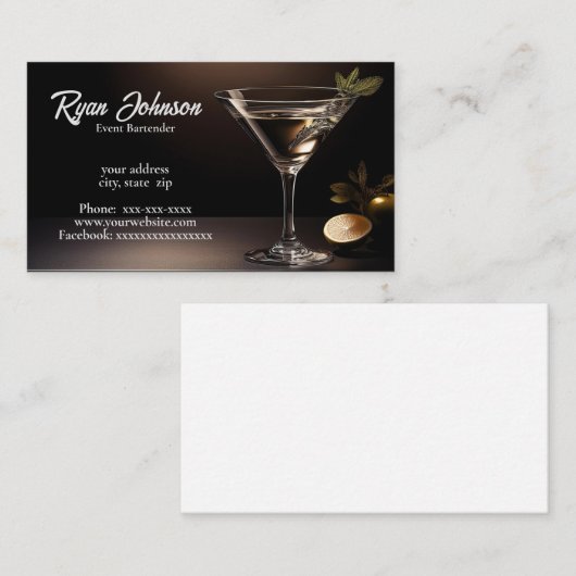 Evenementenbartender Visitekaartje (Voorkant / Achterkant)