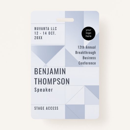 Evenementenconferentie Zakelijk Bedrijfsblauw ID N Badge (Voorkant)