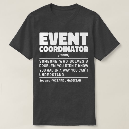 Evenementencoördinator zelfstandig naamwoord Huwel T-shirt (Design voorkant)