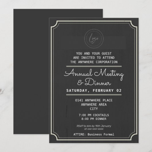 Evenementendiner met aangepast logo-workshop kaart (Voorkant / Achterkant)