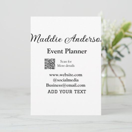 Evenementenorganisator voeg naam Q R-code details  Kaart (Staand voorkant)