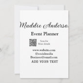 Evenementenorganisator voeg naam Q R-code details  Kaart (Achterkant)