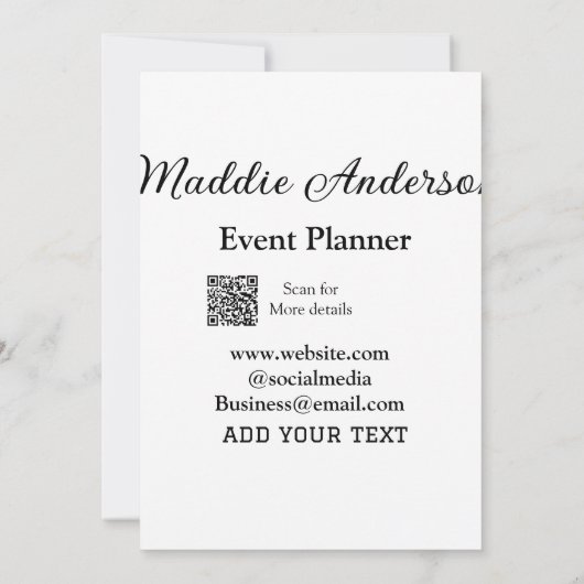 Evenementenorganisator voeg naam Q R-code details  Kaart (Achterkant)