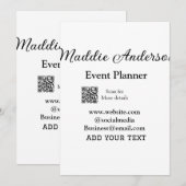 Evenementenorganisator voeg naam Q R-code details  Kaart (Voorkant / Achterkant)