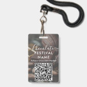 Evenementenpersoneel Foto Qr Code Chocolade Festiv Badge (Achterkant met lanyard)