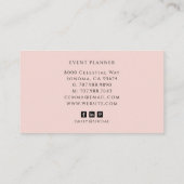 Evenementenplanner Blush Roze Script Monogram Naam Visitekaartje (Achterkant)