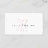 Evenementenplanner Blush Roze Script Monogram Naam Visitekaartje (Voorkant)