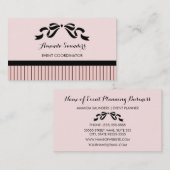 Evenementenplanner Chic Parijse roze strepen Bow Visitekaartje (Voorkant / Achterkant)
