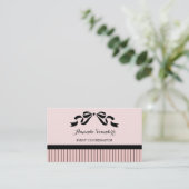 Evenementenplanner Chic Parijse roze strepen Bow Visitekaartje (Staand voorkant)