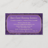 Evenementenplanner Luxe Paarse en gouden bloemige  Visitekaartje (Achterkant)