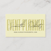 Evenementenplanner moderne typografie script geel visitekaartje (Voorkant)