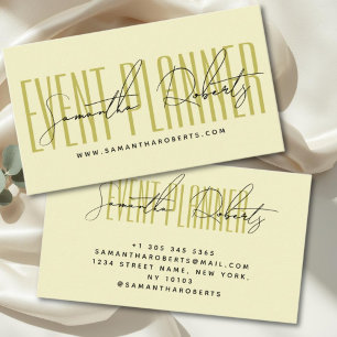 Evenementenplanner moderne typografie script geel  visitekaartje