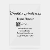 Evenementenplanner naam toevoegen Q R code details Acryl Bord (Voorkant)