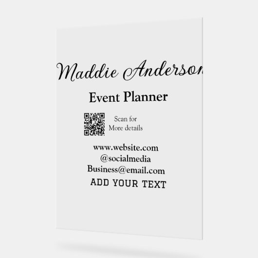 Evenementenplanner naam toevoegen Q R code details Acryl Bord (Hoek)