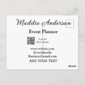 Evenementenplanner naam toevoegen Q R code details Briefkaart (Achterkant)