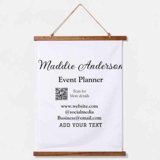 Evenementenplanner naam toevoegen Q R code details Hangend Wandkleed (Voorkant)