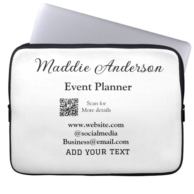 Evenementenplanner naam toevoegen Q R code details Laptop Sleeve (Voorkant)