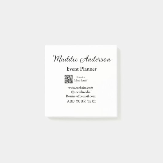 Evenementenplanner naam toevoegen Q R code details Post-it® Notes (Voorkant)
