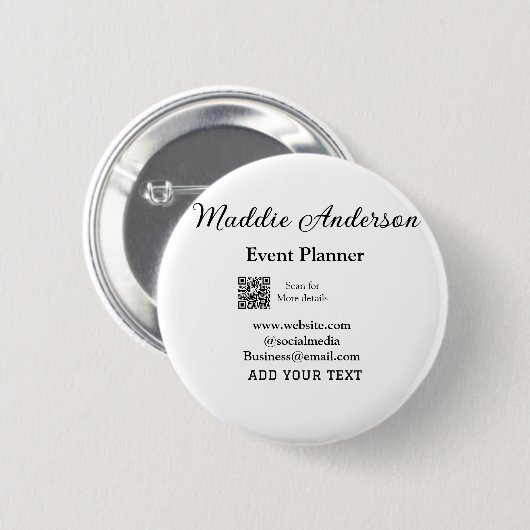 Evenementenplanner naam toevoegen Q R code details Ronde Button 5,7 Cm (Voorkant /achterkant)