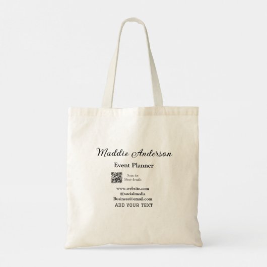 Evenementenplanner naam toevoegen Q R code details Tote Bag (Achterkant)