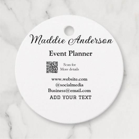Evenementenplanner naam toevoegen QR-code details Bedankjes Labels (Voorkant)