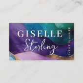 Evenementenplanner Paarse gouden moderne Waterverf Visitekaartje (Voorkant)