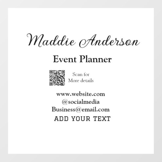 Evenementenplanner voeg naam Q R-code details webs Raamsticker (Vel)