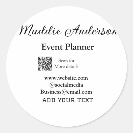 Evenementenplanner voeg naam Q R-code details webs Ronde Sticker (Voorkant)