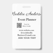 Evenementenplanner voeg naam QR-code details websi Badge (Achterkant)