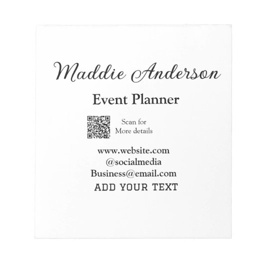 Evenementenplanner voeg naam QR-code details websi Notitieblok (Voorkant)
