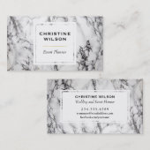 evenementenplanner voor zwart en wit marmer visitekaartje (Voorkant / Achterkant)