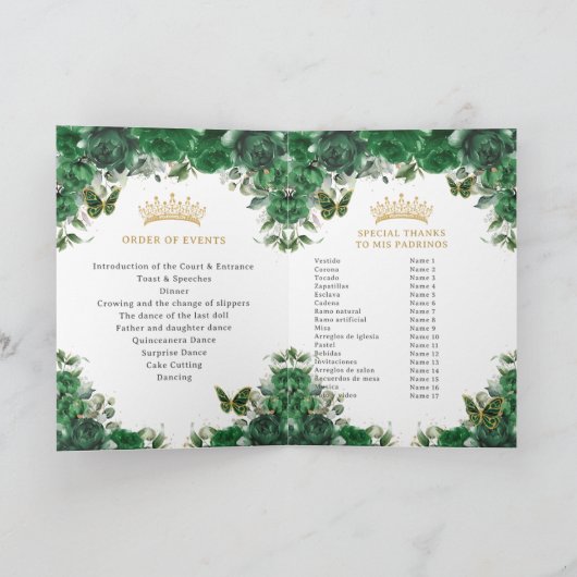 Evenementenprogramma Quinceañera Emerald Green Pad Programma (Binnen)