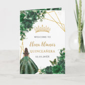 Evenementenprogramma Quinceañera Emerald Green Pad Programma (Voorkant)