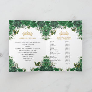 Evenementenprogramma Quinceañera Emerald Green Pad Programma
