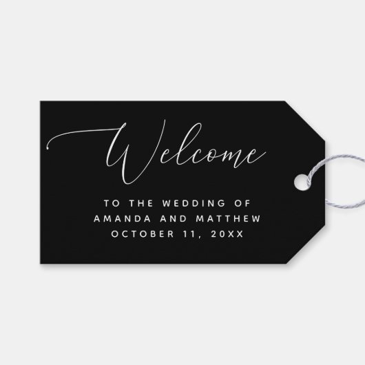 Evening Black Wedding Welkom | formele kalligrafie Cadeaulabel (Voorkant (Horizontaal))