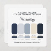 Evening Blue Wedding Color Palette Elegant Wedding Kaart (Voorkant / Achterkant)