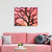 Evening Blush Tree Silhouette Canvas Afdruk (Insitu (Woonkamer))