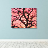 Evening Blush Tree Silhouette Canvas Afdruk (Insitu (Houten vloer))