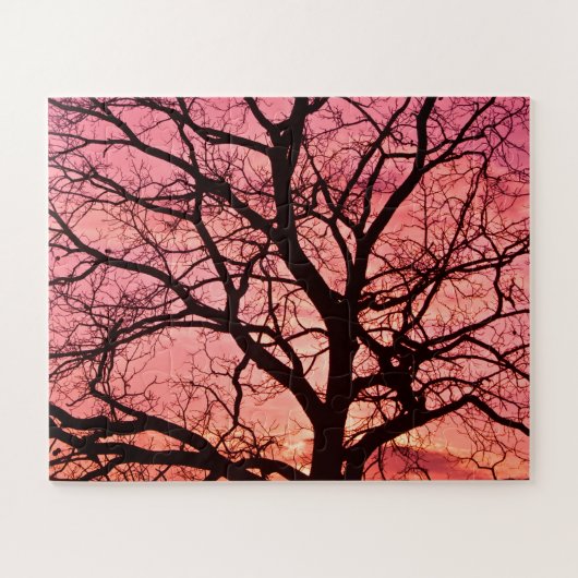 Evening Blush Tree Silhouette Legpuzzel (Horizontaal)