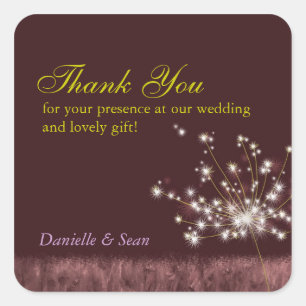 Evening Dandelions Floral Wedding Bedankt Vierkante Sticker