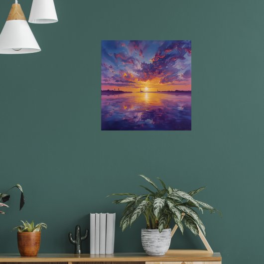 Evening Elegance – Kleurrijke zonsondergang over f Poster (Woonkamer 1)