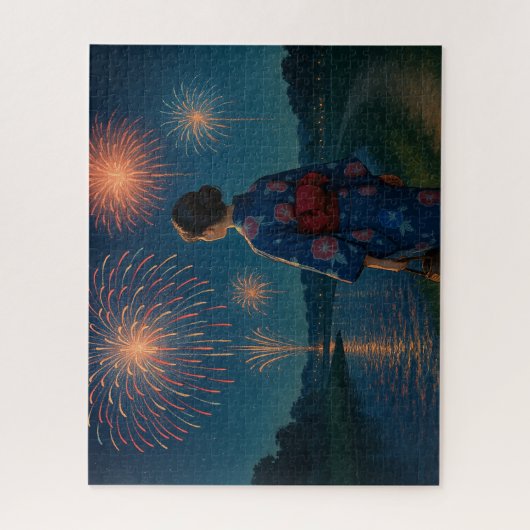 Evening Fireworks and Yukata by the Riverside Legpuzzel (Verticaal)