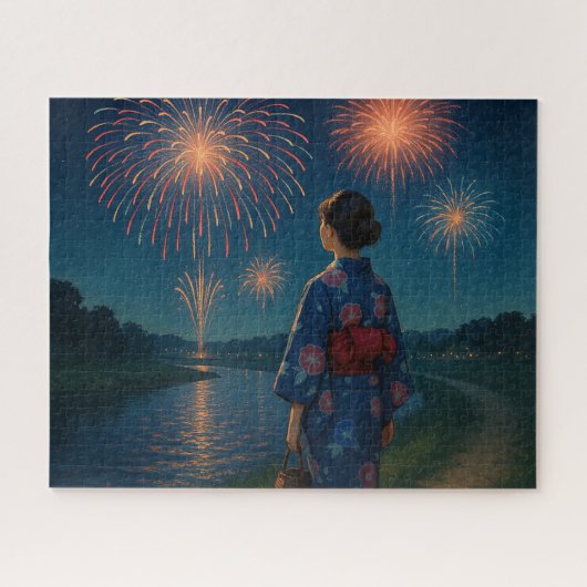 Evening Fireworks and Yukata by the Riverside Legpuzzel (Horizontaal)