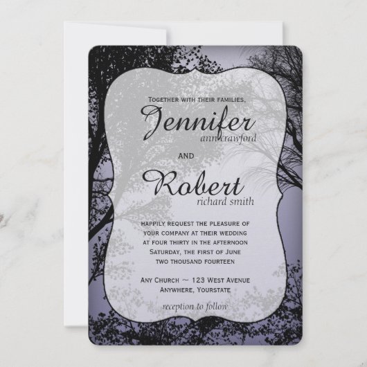 Evening Forest Metallic Huwelijksuitnodiging Kaart (Voorkant)